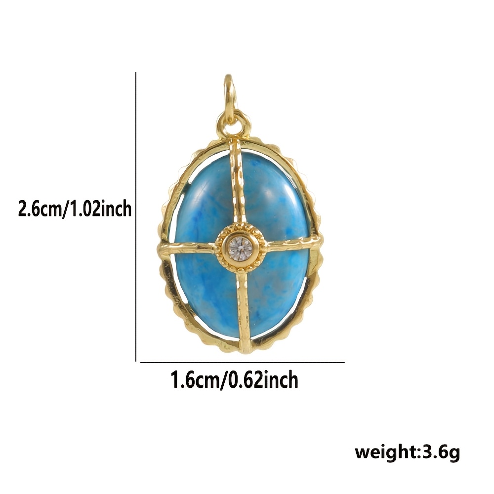 Copper Natural Stone Square Oval Pendant DIY Bracelet Necklace